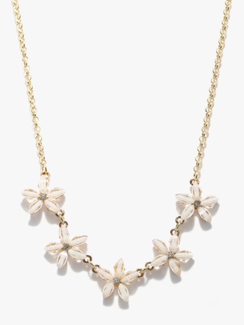 

White/Golden Freida Floral Necklace, Gold