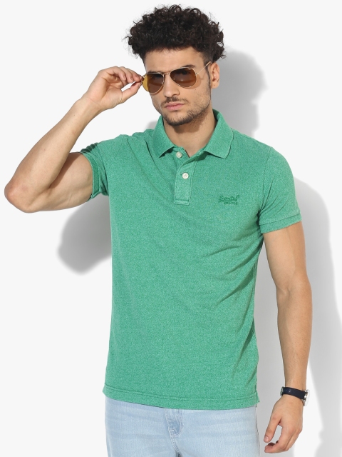 

Green Self Design Regular Fit Polo T-Shirt