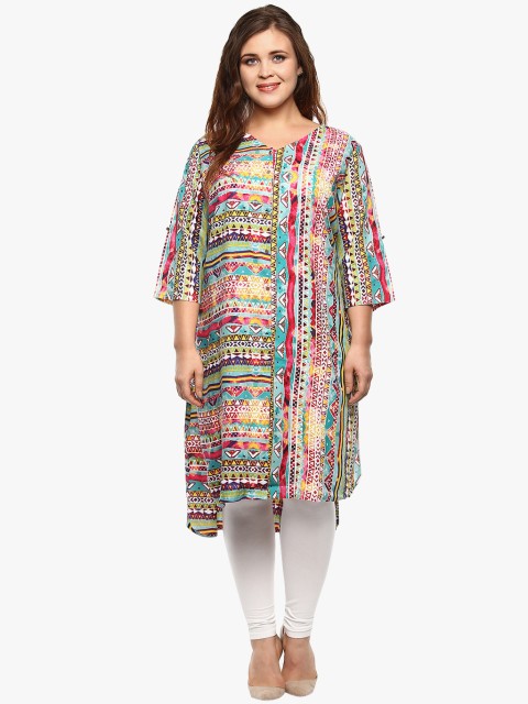 

ALTOMODA by Pantaloons Plus Size Women Multicoloured Printed Straight Kurta, Multi