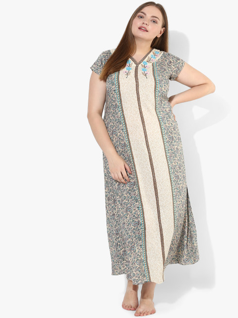 

July Nightwear Beige Printed Nightdress