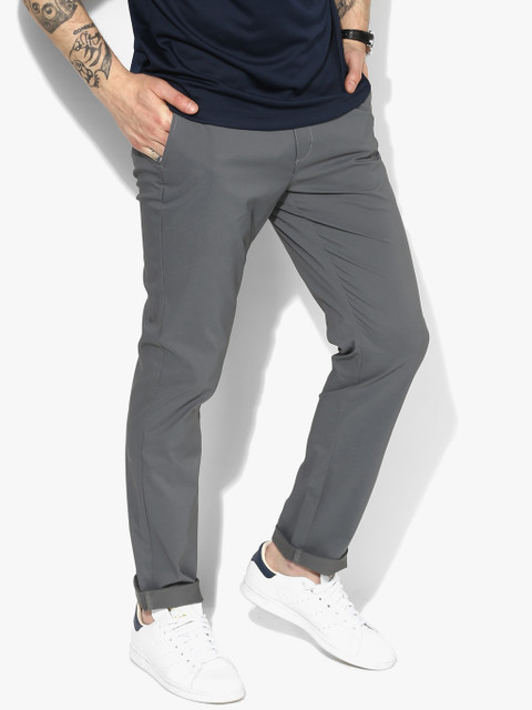 

U.S. Polo Assn. Men Grey Regular Fit Solid Chinos