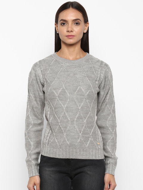 

Park Avenue Women Grey Self Design Pullover