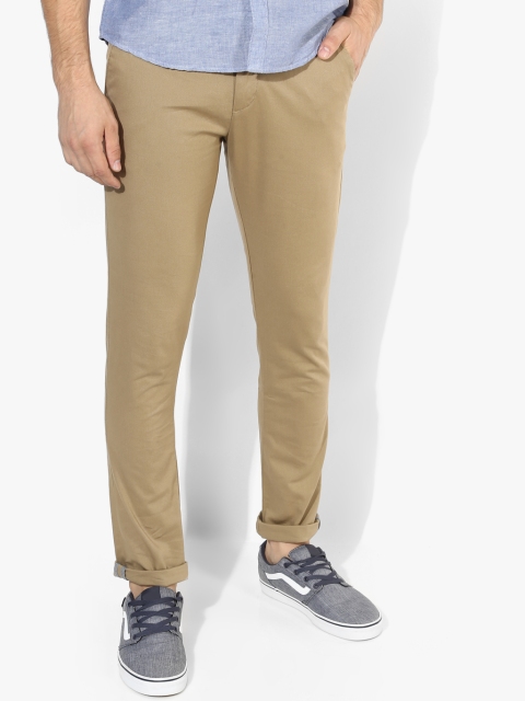 

Khaki Solid Slim Fit Chinos