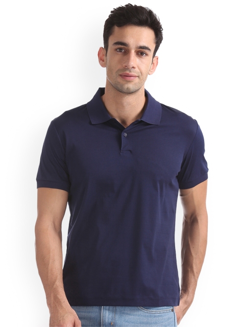 

Arrow Men Blue Solid Polo Collar T-shirt