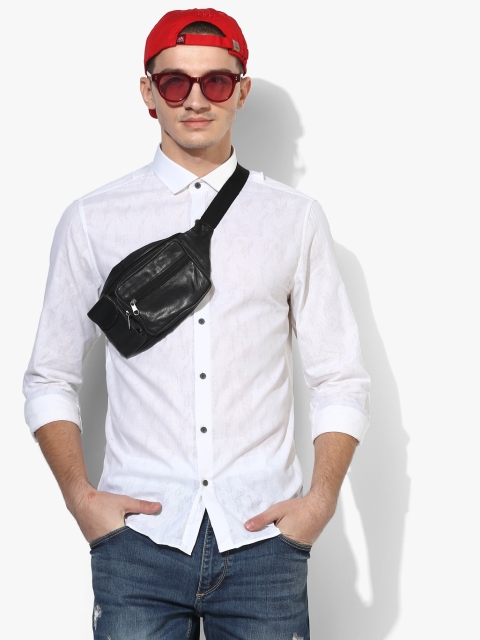 

White Printed Slim Fit Casual Shirt