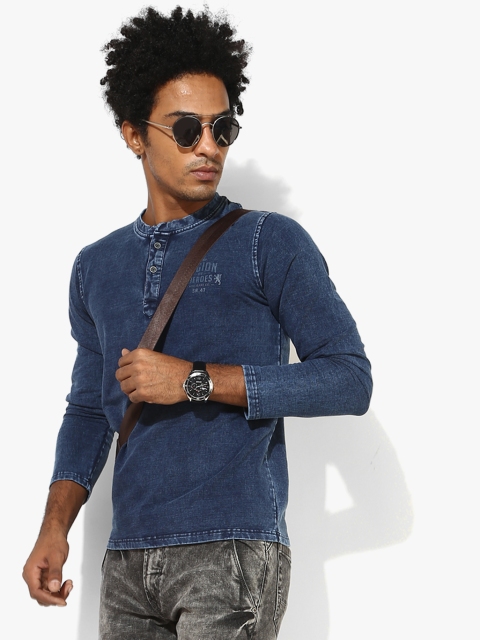 

Blue Printed Regular Fit Polo T-shirt