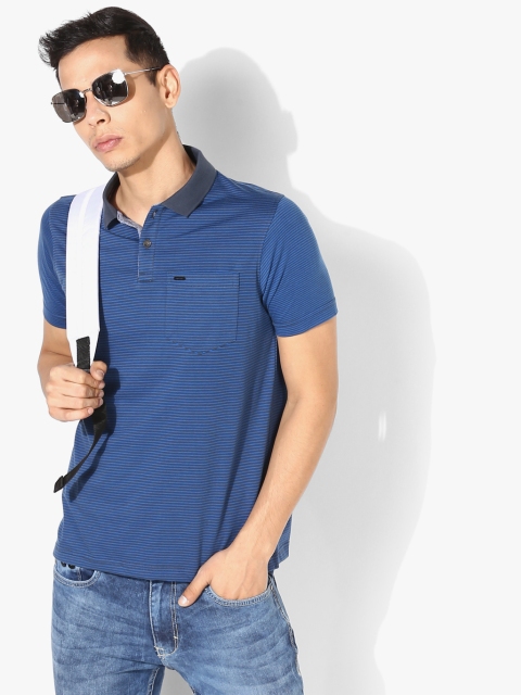 

Proline Active Men Blue Striped Polo Collar T-shirt