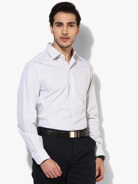 

White Printed Slim Fit Formal Shirt