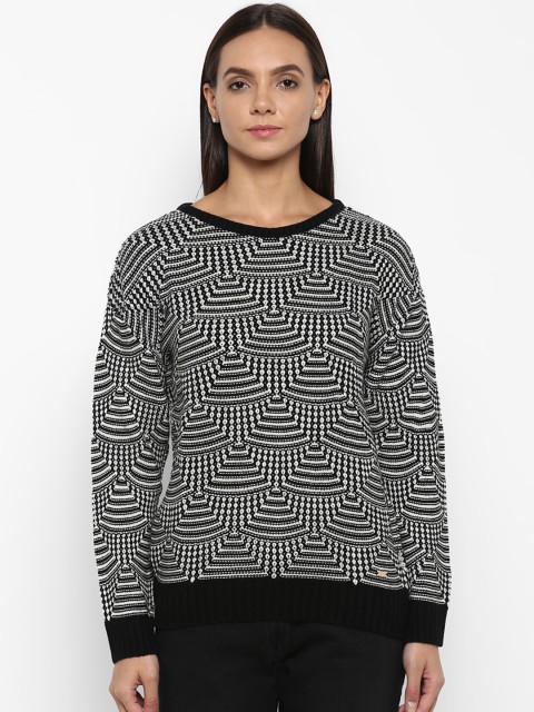 

Park Avenue Women Black & White Printed Pullover