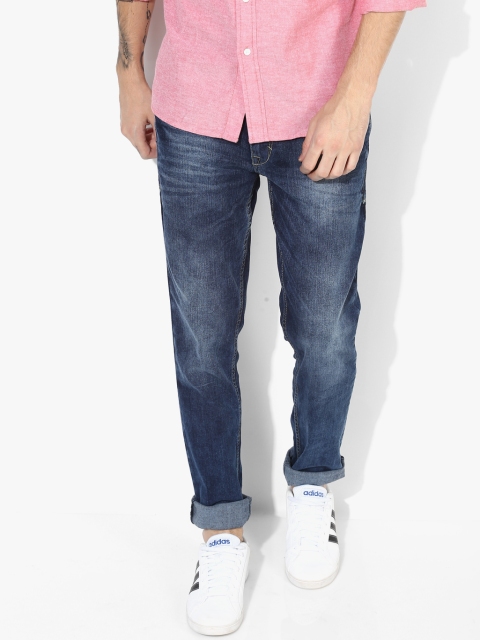 

Navy Blue Washed Mid Rise Slim Fit Jeans