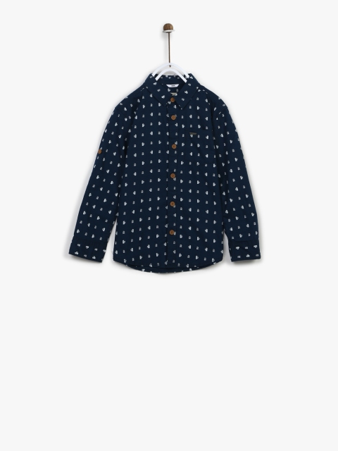 

Navy Blue Printed Slim Fit Casual Shirt