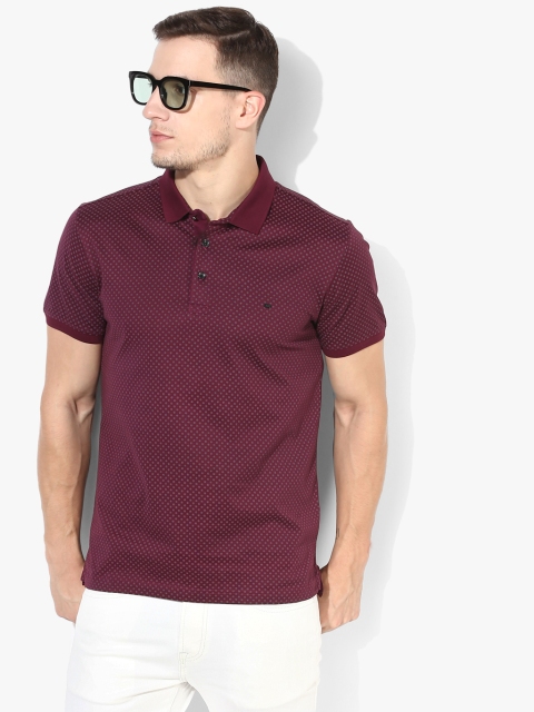 

Maroon Printed Slim Fit Polo T-Shirt