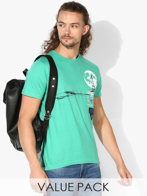 

Pack Of 2 Multicoloured Printed Regular Fit Round Neck T-Shirts, Multi