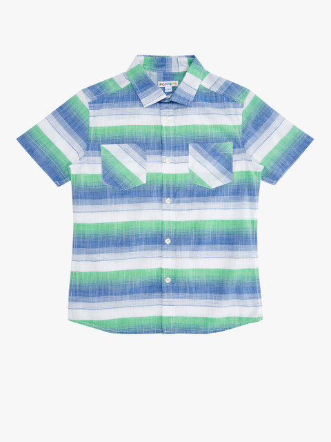 

POPPERS by Pantaloons Boys Blue & White Striped Regular Fit Casual Shirt