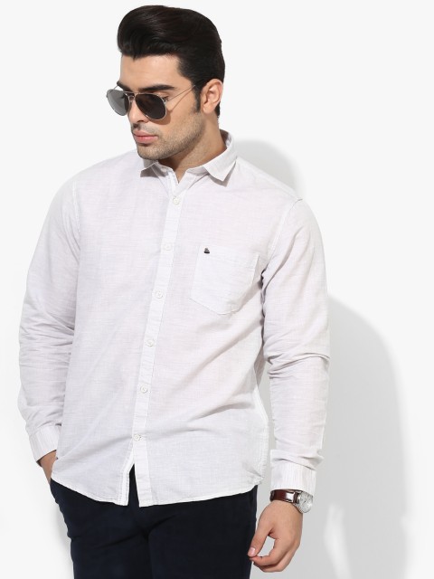 

Off White Textured Slim Fit Casual Shirt