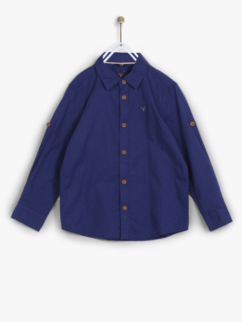 

Navy Blue Printed Slim Fit Casual Shirt