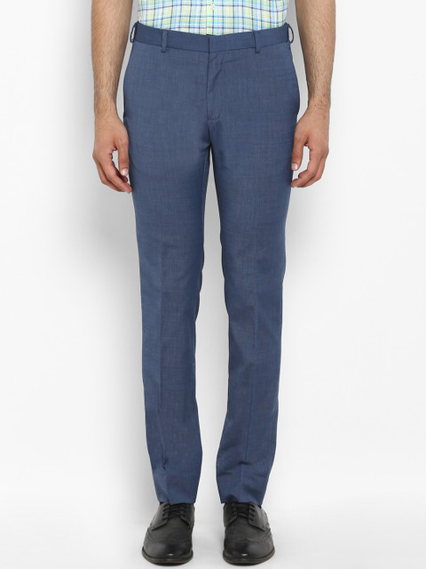 

Raymond Men Blue Slim Fit Self Design Formal Trousers