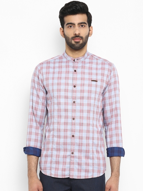 

ColorPlus Men Maroon & Blue Contemporary Regular Fit Checked Casual Shirt