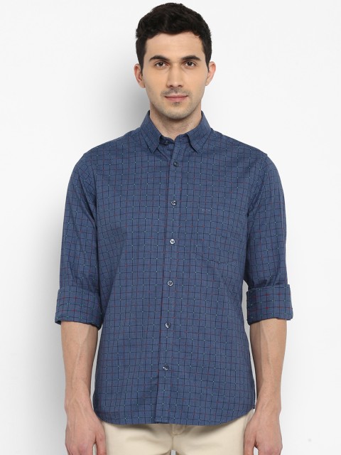 

ColorPlus Men Blue Tailored Fit Checked Casual Shirt