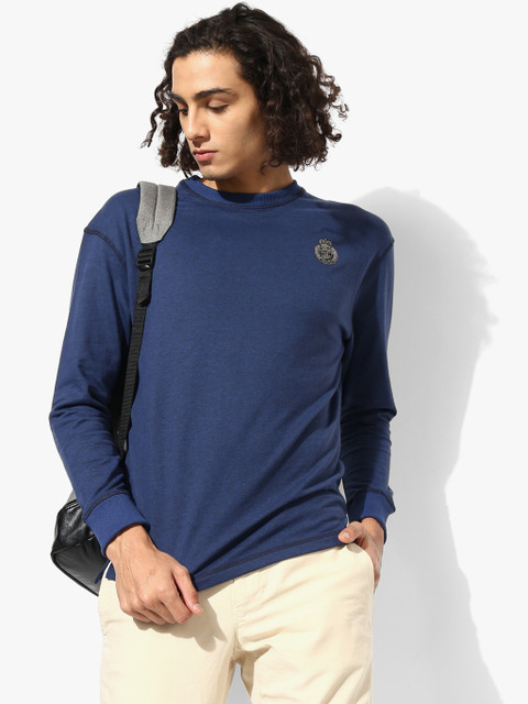 

Navy Blue Self Design Sweatshirt