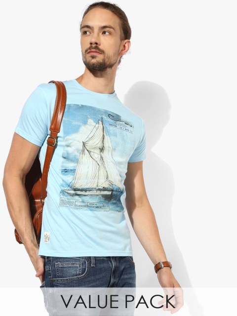 

Pack Of 2 Multicoloured Printed Regular Fit Round Neck T-Shirts, Multi