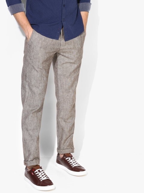 

Grey Self Design Slim Fit Chinos
