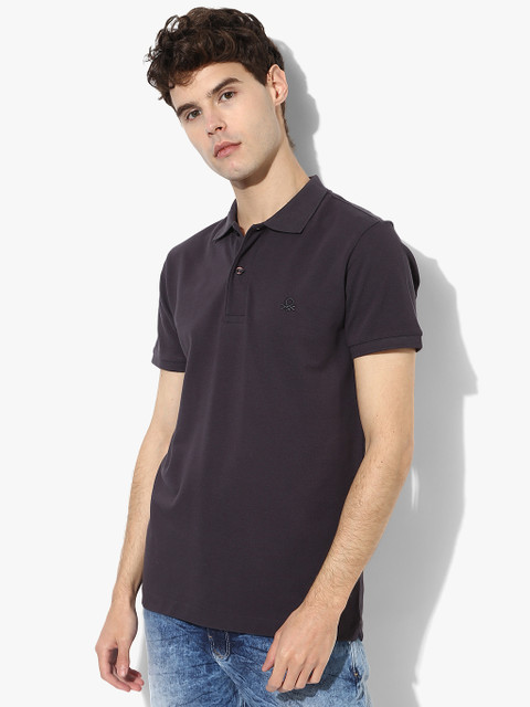 

Grey Solid Polo Collar T-shirt