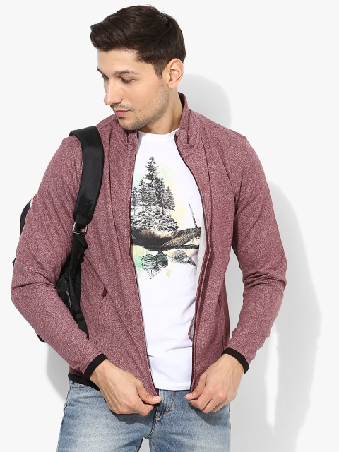 

Maroon Textured Sweat Jacket