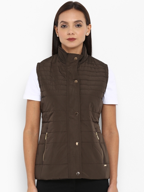

Park Avenue Women Olive Brown Solid Padded Jacket