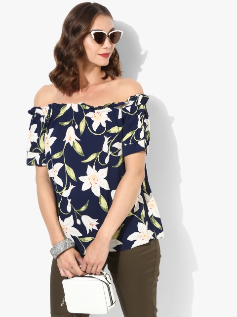 

Navy Blue Printed Blouse