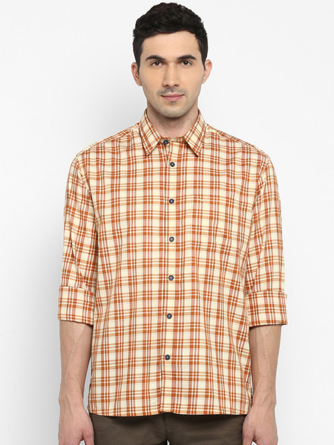 

ColorPlus Men Yellow Regular Fit Checked Casual Shirt