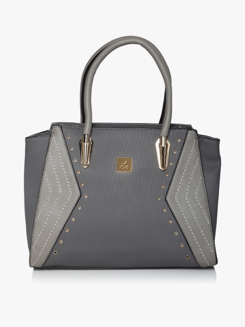 

Grey Synthetic Leather Handheld Bag