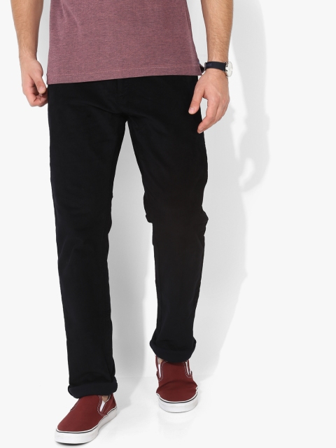 

Blue Solid Skinny Fit Corduroy Trouser, Black