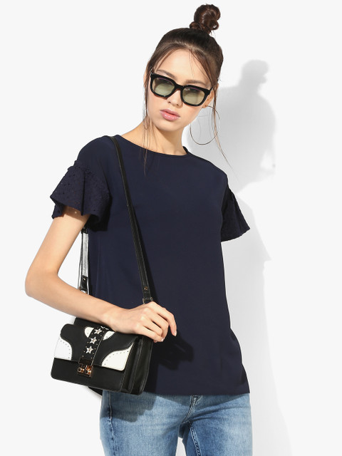 

Navy Blue Self Design Blouse