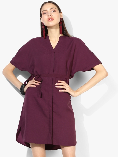 

Burgundy Solid Dress