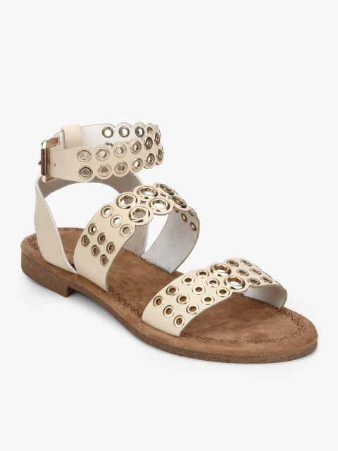 

Beige Open Toe Flats Sandals