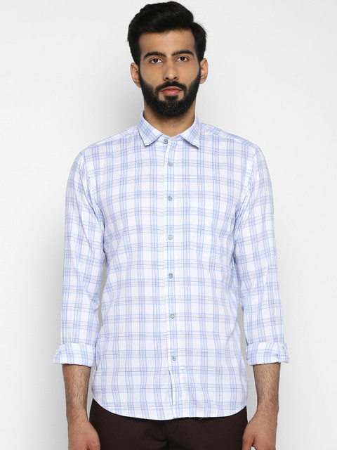 

ColorPlus Men Blue & Off-White Tailored Fit Checked Casual Shirt