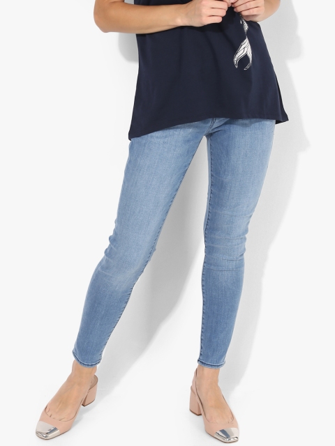

Blue Washed Mid-Rise Super Skinny Fit Jeans