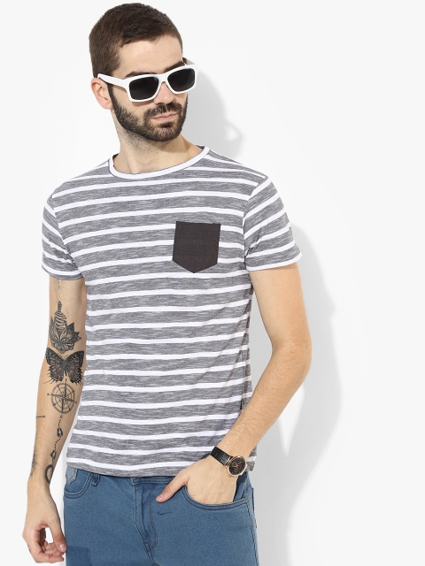 

Grey Striped Regular Fit Round Neck T-Shirt