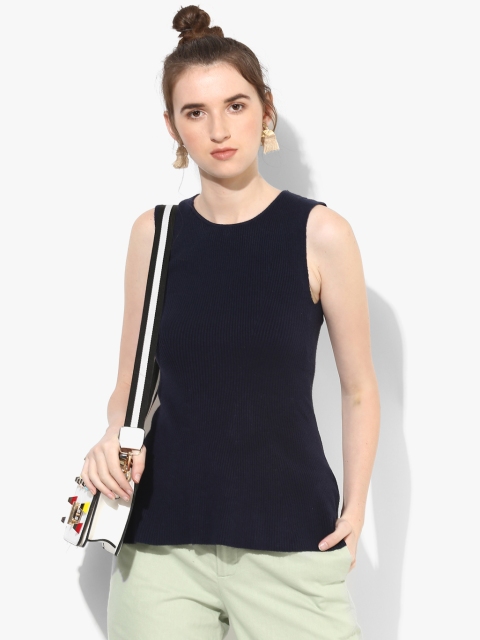 

Navy Blue Self Design Blouse