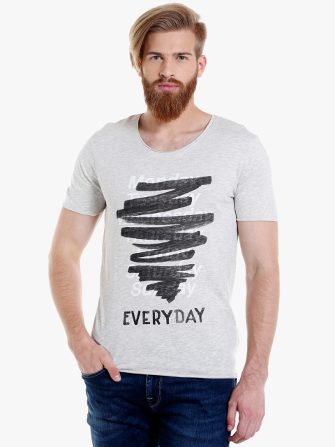 

Grey Printed Round Neck T-Shirt