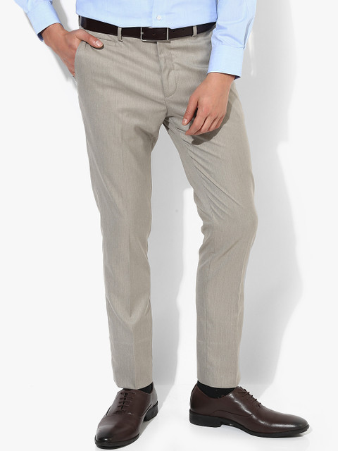 

Light Grey Self Design Slim Fit Formal Trouser