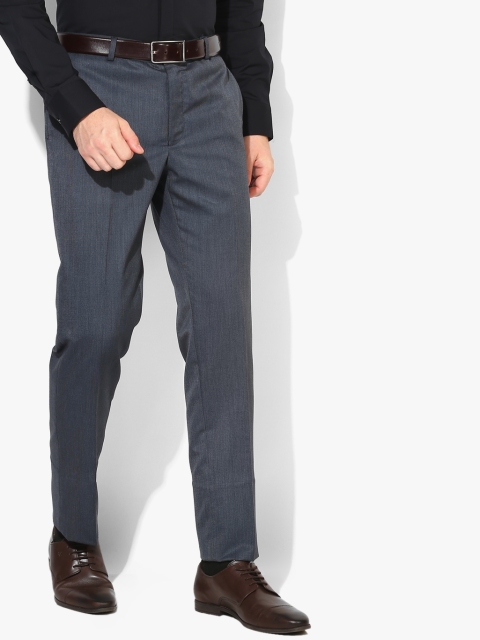 

Charcoal Grey Self Design Regular Fit Formal Trouser