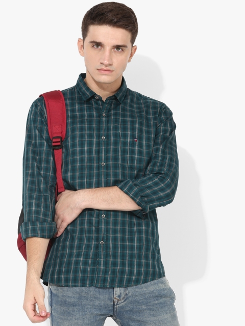 

Green Checked Slim Fit Casual Shirt