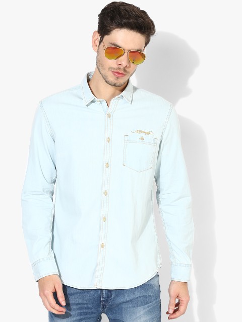 

Blue Solid Slim Fit Casual Shirt