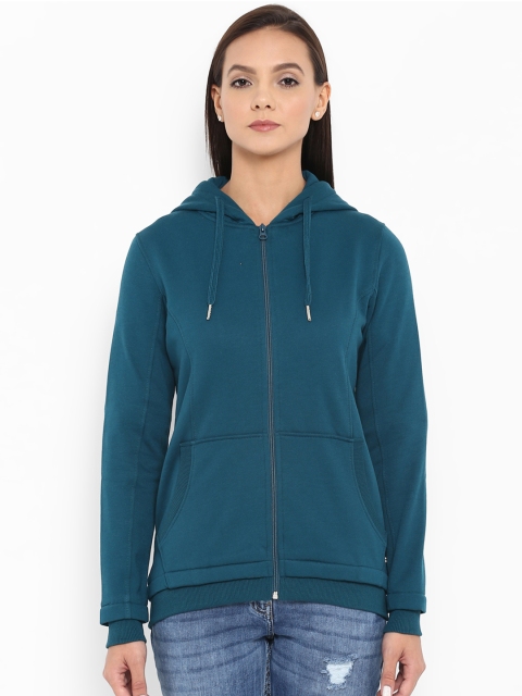 

Park Avenue Women Green Solid Hooded Sweatshirt