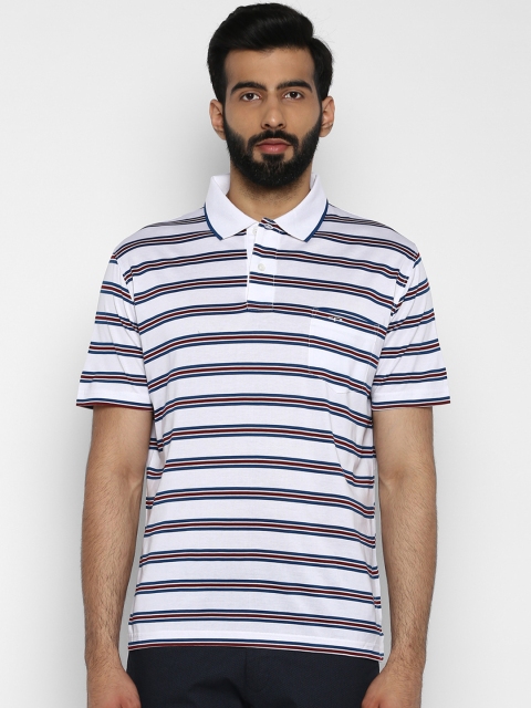 

ColorPlus Men White Striped Polo Collar T-shirt