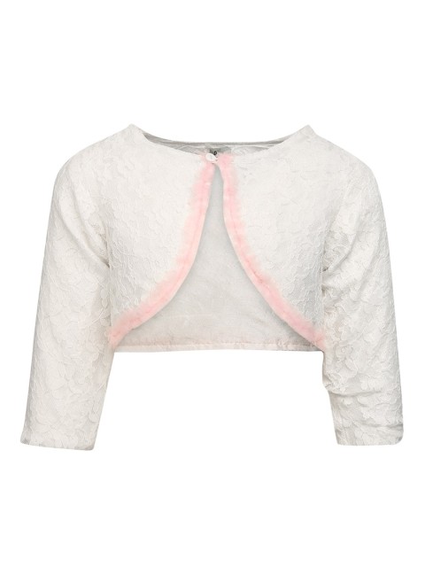 

A Little Fable Off-White Lace Button Shrug