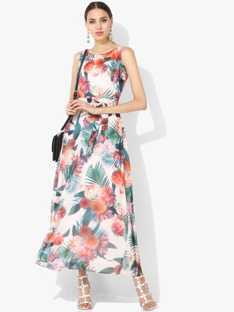 

Peach Coloured Printed Maxi Dress