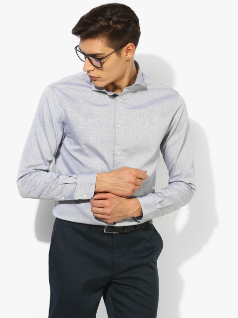 

Grey Self Design Slim Fit Formal Shirt